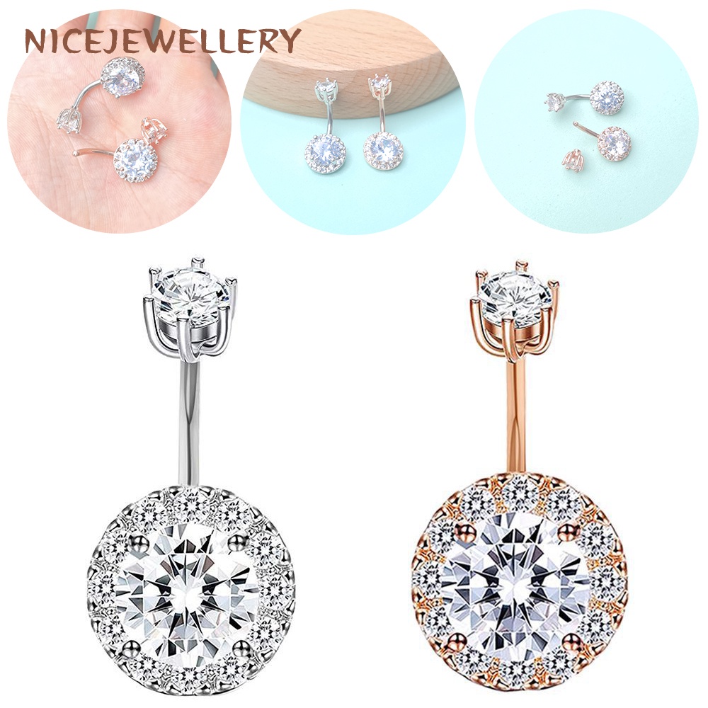 1 Khuyên Rốn Thép Không Rỉ Đính Đá Zircon Màu Sắc Nổi Bật