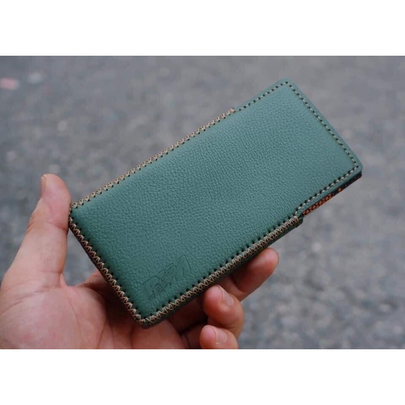 Bao da BlackBerry Key2 màu xanh ô liu handmade 100%
