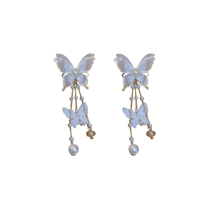 Bông Tai Hình Bướm Đính Ngọc Trai Xinh Xắn Thời Trang