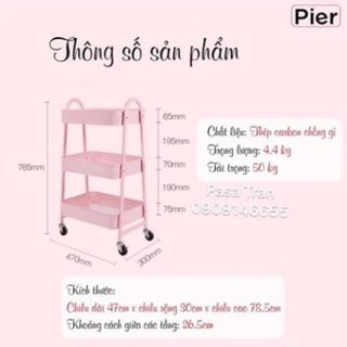 Kệ 3 tầng có bánh xe