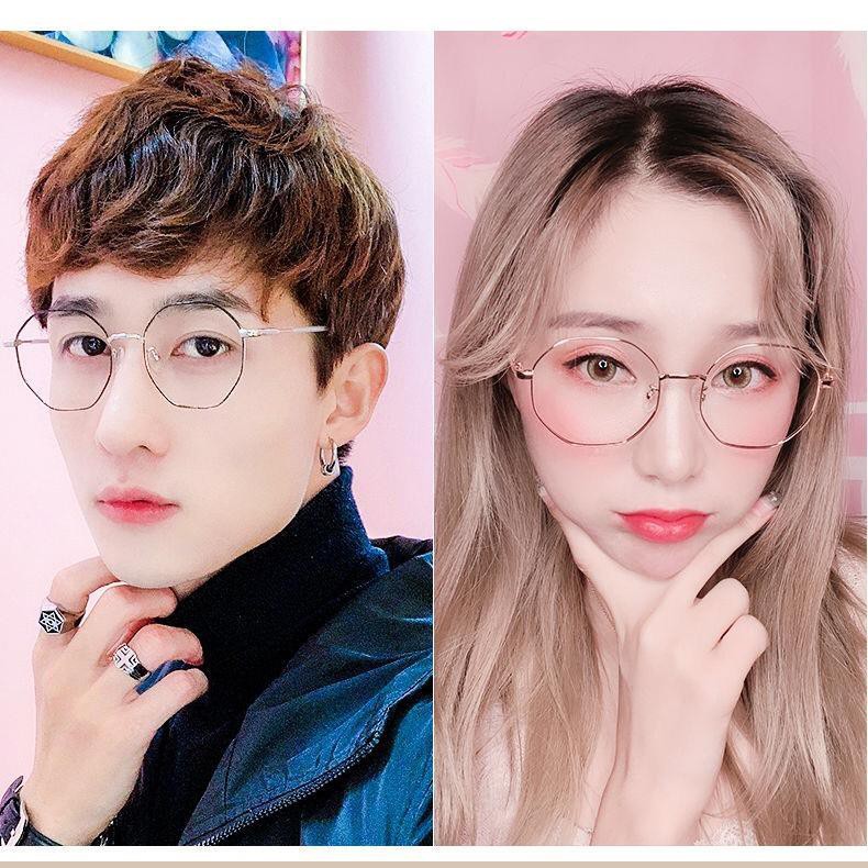 ☢Han edition tide female ins face without makeup glasses polygon anti-radiation flat frame male students myopic lens | BigBuy360 - bigbuy360.vn