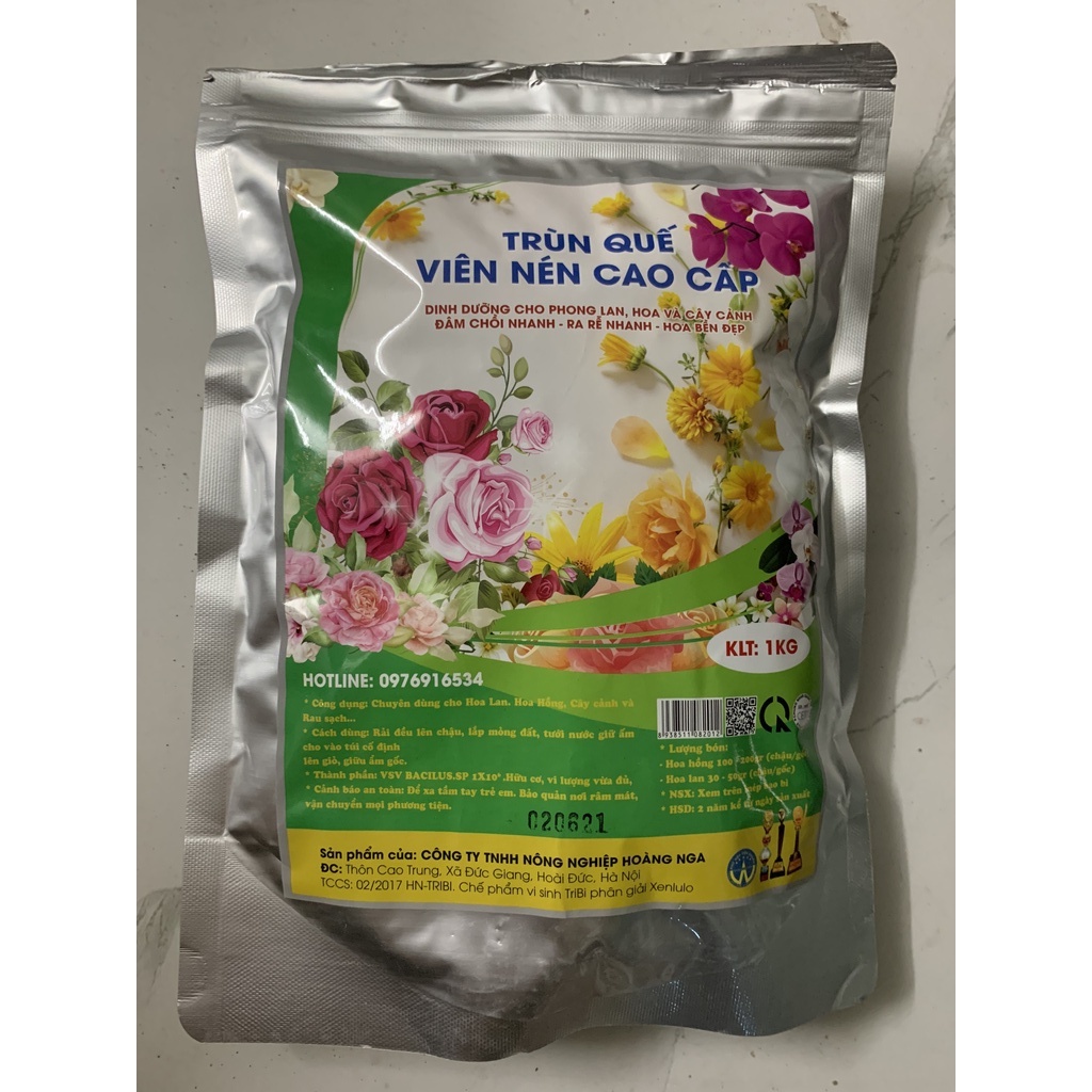 Phân trùn quế viên nén 1kg tan chậm cao cấp, phân bón chuyên dùng cho hoa lan, cây cảnh, bon sai, rau màu.