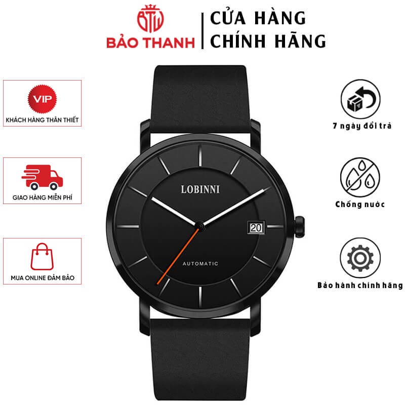 Đồng Hồ Nam LOBINNI No.5016 Chính Hãng BH 24T Chịu Nước 50m Kính Chống Xước Dây Da Cao Cấp (Máy Cơ Tự Động)
