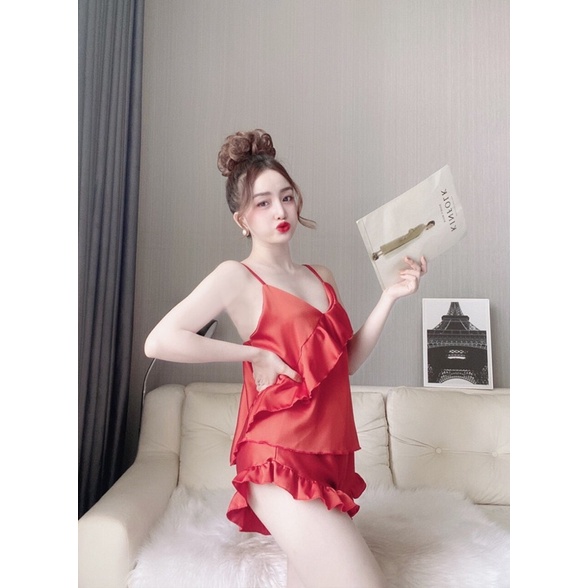 ❌BÈO CHÉO❌Đồ bộ hai dây bèo chéo mặc nhà,đồ bộ ngủ hai dây satin ảnh thât + video