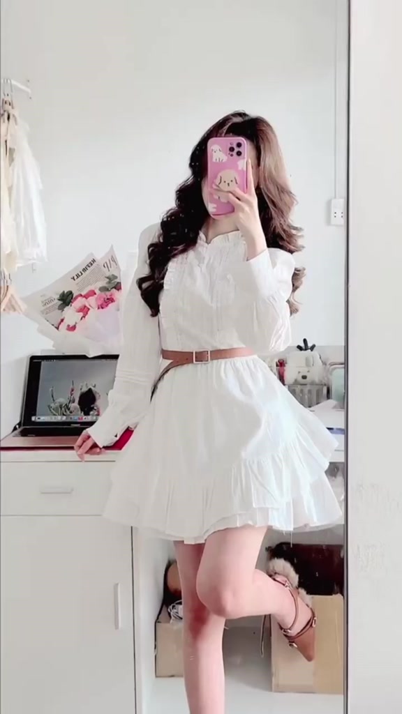 [V1.608] Váy Thô Ren Trắng Kèm Đai Dáng Xoè Có Lót Kèm Ảnh Thật | BigBuy360 - bigbuy360.vn