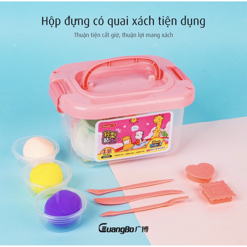 Bộ Đất Nặn Nhẹ Tự Khô Softclay Tạo Hình 12/24/36 Màu Nguyên Liệu Butter Slime - An Toàn, Kèm Khuôn Cho Bé
