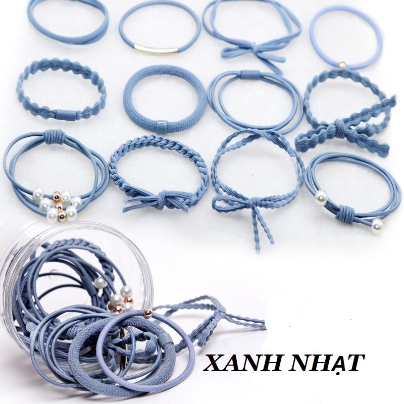 Set 12 dây buộc tóc Hàn Quốc kèm hộp 12 kiểu khách nhau PKXHN05