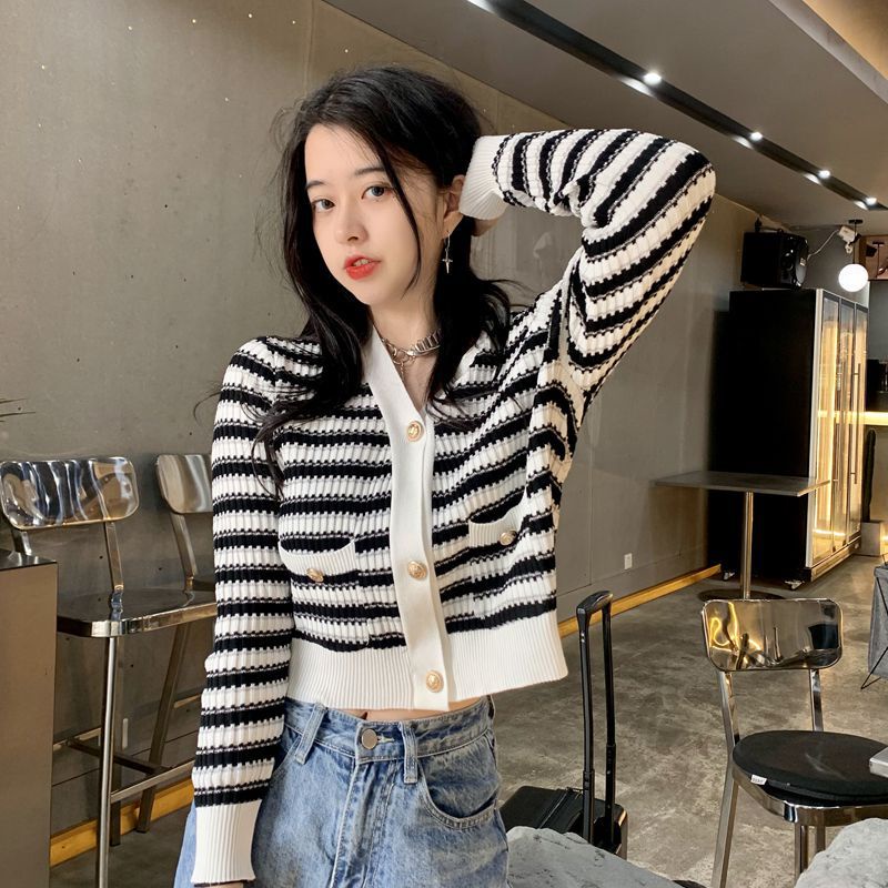 Áo Khoác Cardigan Tay Dài Dáng Ngắn Thời Trang Hàn Quốc Cho Nữ