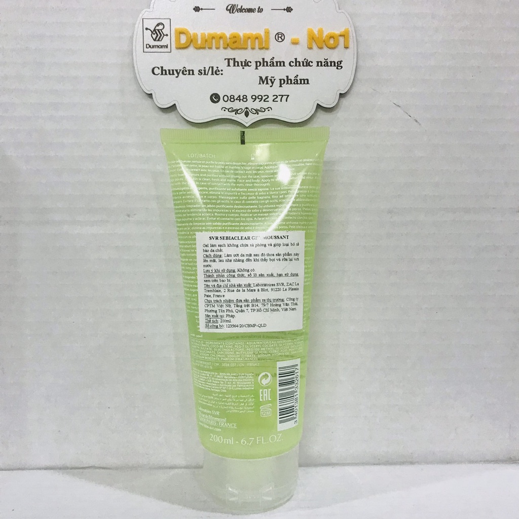 [Nhập] Sữa Rửa Mặt SVR Sebiaclear Gel Moussant Không Chứa Xà Phòng Dành Cho Da Dầu Mụn, Nhạy Cảm