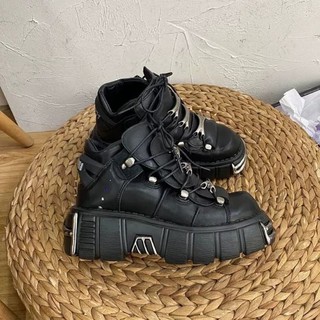 (SẴN 35) GIÀY L1129 BLACK GOTHIC ROCKY OXFORD SHOES - GIÀY ĐẾ ĐINH SẮT CAO 6CM ĐEN