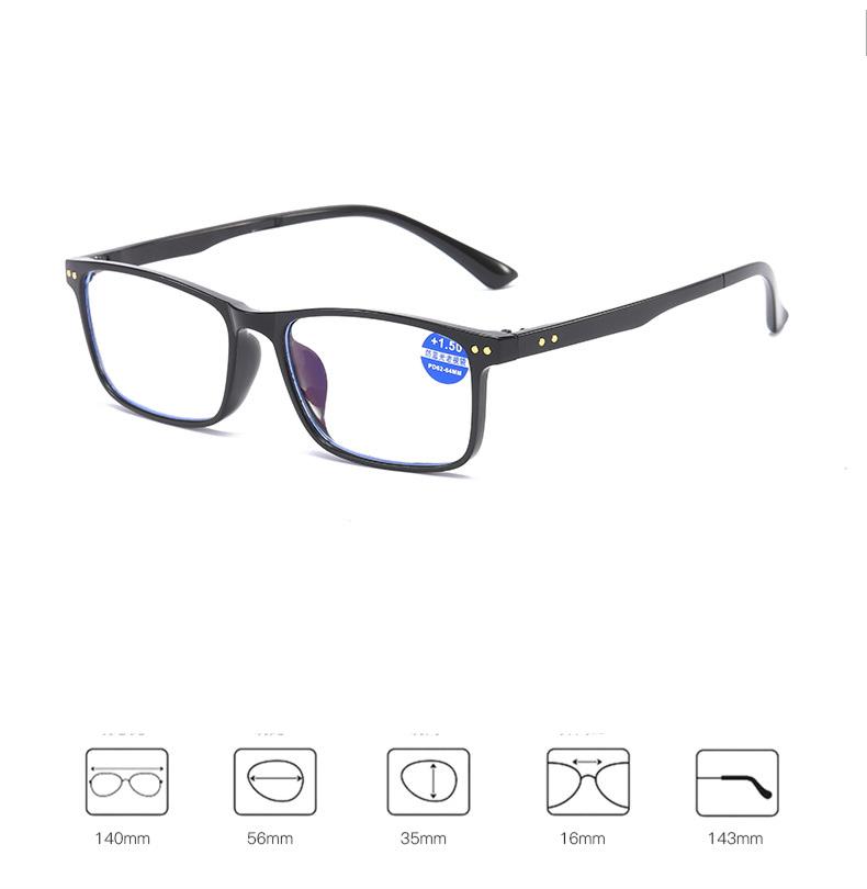 Kính đọc sách gọng kim loại màu đen chống ánh sáng xanh phong cách Hàn Quốc