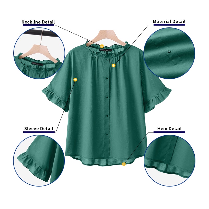 Áo kiểu ZANZEA tay lỡ 3 / 4 thời trang nữ tính