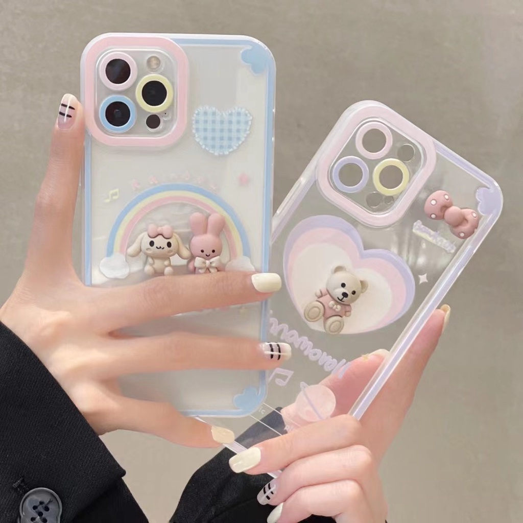 Ốp điện thoại hình gấu thỏ thích hợp cho iPhone case 13 13 promax X XS XR cartoon 11 11 pro max 12 12 pro 12 pro max