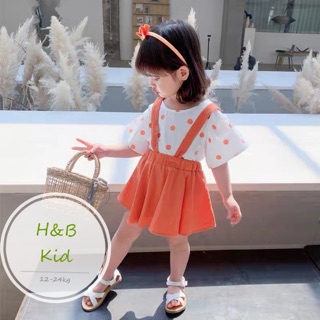 Set váy yếm chấm bi