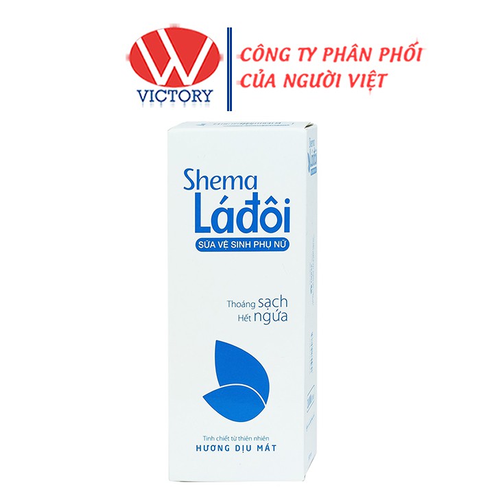 Sữa Vệ Sinh Phụ Nữ Shema Lá Đôi Màu Xanh (hương dịu mát) - Giúp Ngăn Ngừa Vi Khuẩn Có Hại Đến 24 Giờ - Victory Pharmacy