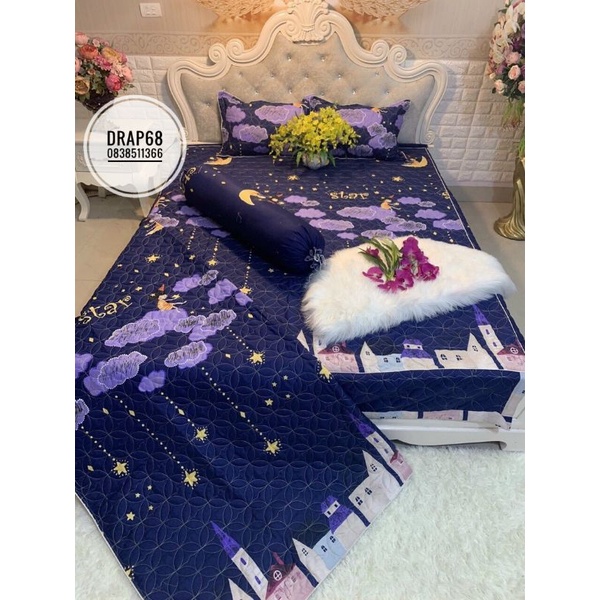 Chăn ga gối phủ trần bông xẻ góc dày dặn chắc chắn