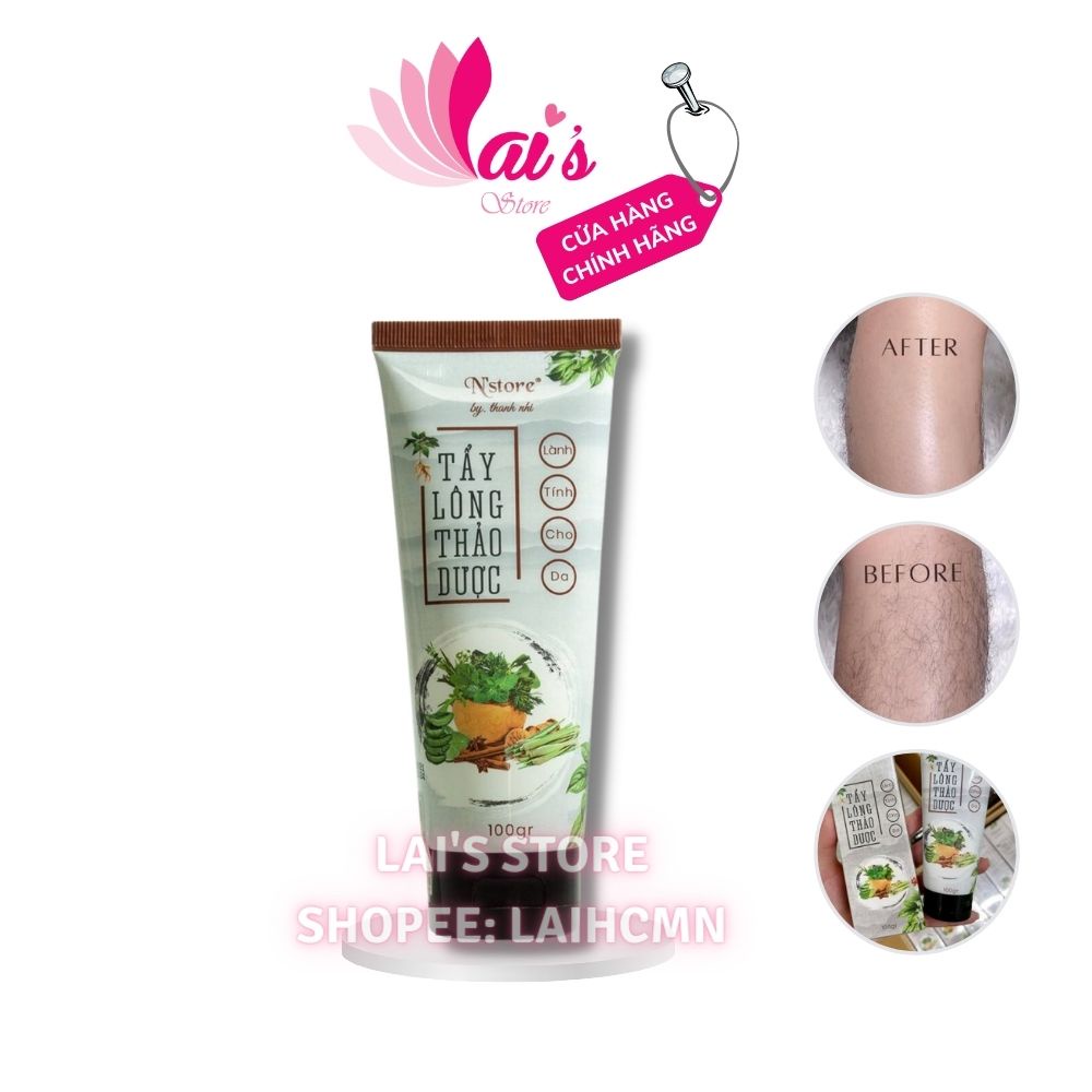 Kem Tẩy Lông Thảo Dược N'store 100gr Tẩy Sạch Lông Dịu Nhẹ, Bảo Vệ Da, Da Mềm Mướt, Sạch Nhẹ Tế Bào Sần - LAI'S STORE