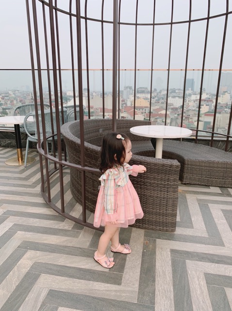 Váy kẻ tutu hồng Lennco