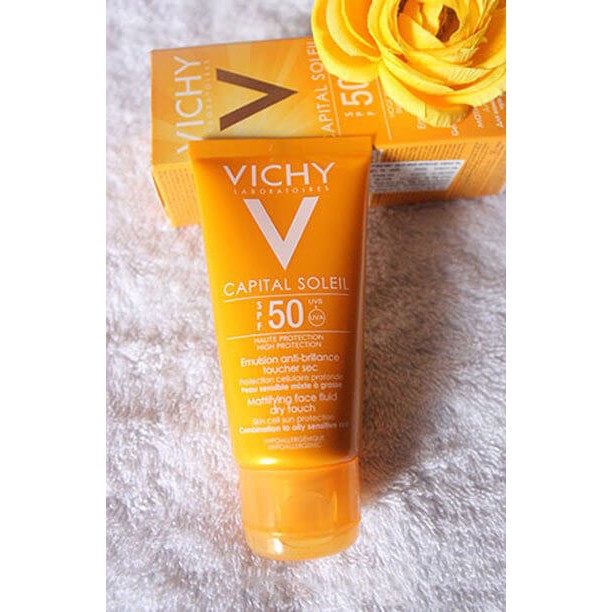 Vichy - Kem chống nắng SPF 50 UVA +UVB Vichy Ideal Soleil Mattifying Face Fluid Dry Touch 50ml