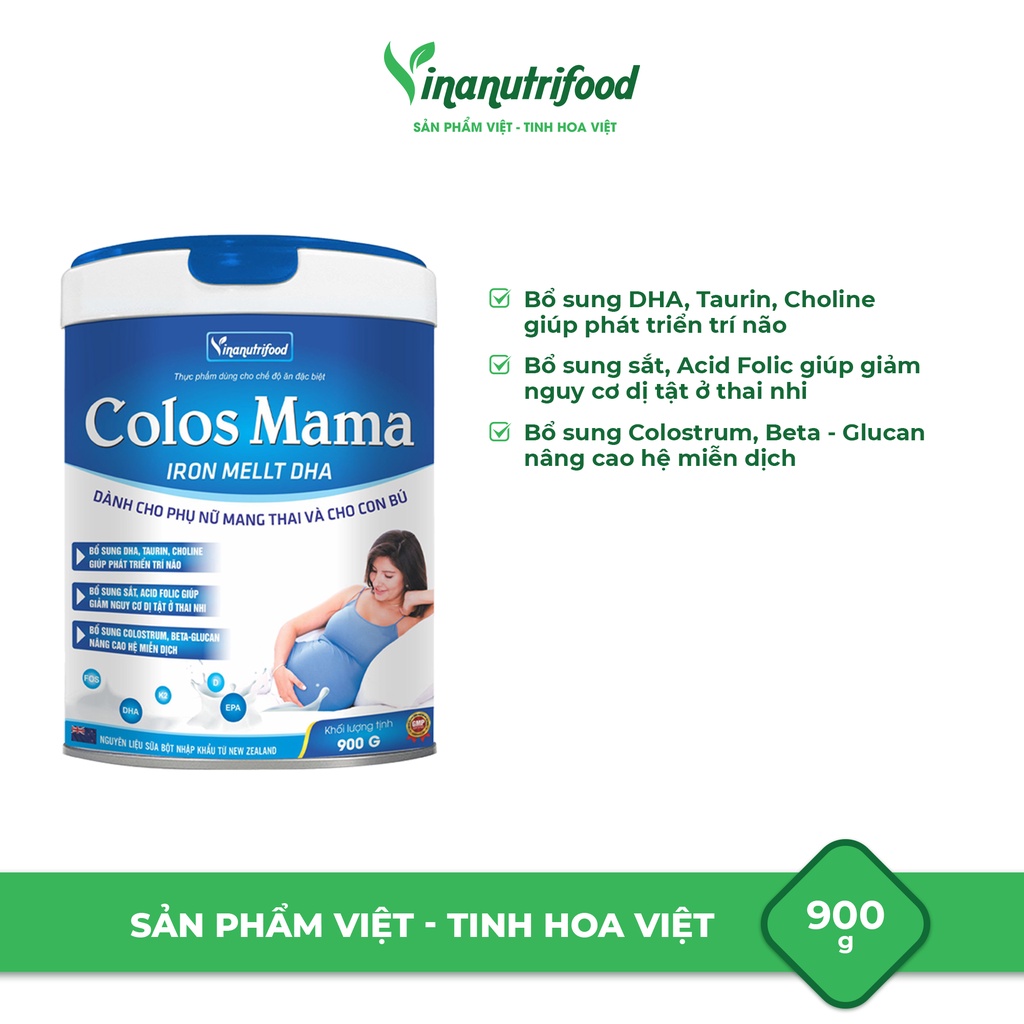 [Mã BMBAU50 giảm 50K đơn 150K] Sữa bột Colos Mama Iron Mellt DHA Vinanutrifood, Hộp 400g và 900g