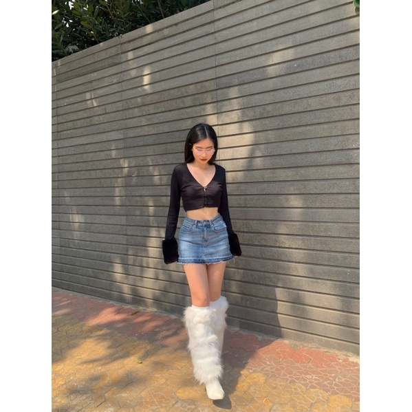 chân váy jean ngắn-retro skirt( có quần trong )