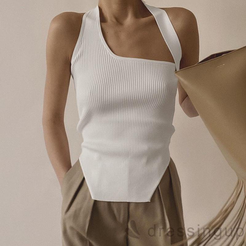 Áo Dệt Kim Không Tay Màu Sắc Đơn Giản Thời Trang Dành Cho Nữ