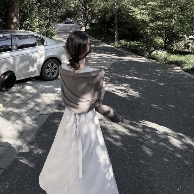 SET ÁO LEN CÁNH DƠI TRỄ VAI CROPTOP MIX VÁY DÀI PHONG CÁCH TIỂU THƯ HÀN QUỐC ULZZANG