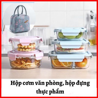 Hộp đựng cơm thủy tinh chia ngăn đựng thức ăn tặng túi giữ nhiệt - GIÁ RẺ NHẤT THỊ TRƯỜNG !