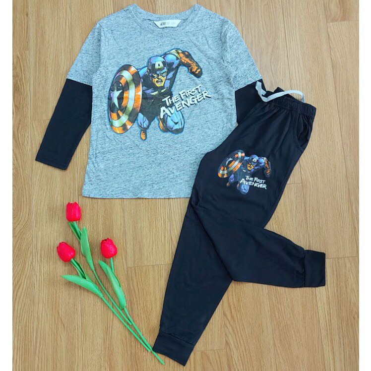 Bộ Dài Tay Thu Đông HM Bé Trai Size Đại Cotton Xuất Dư sz 24 - 58kg