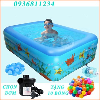 Bể Bơi cho bé, Phao bơi cho Bé 3 Tầng có đế chống trượt cao cấp