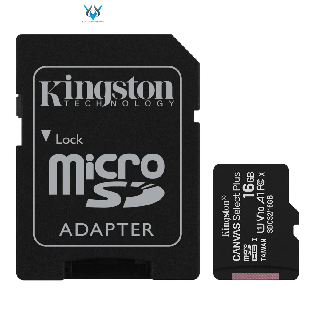 Thẻ nhớ microSDHC Kingston Canvas Select Plus 16GB U1 V10 A1 100MB/s (Đen) - Không Adapter