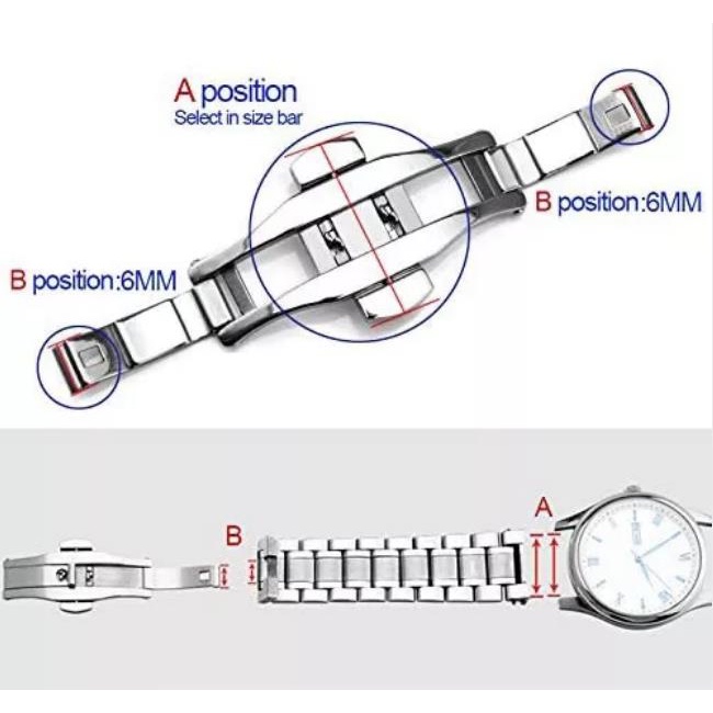 Khóa Cài Đồng Hồ Bằng Thép Không Gỉ Trơn 5mm 6mm