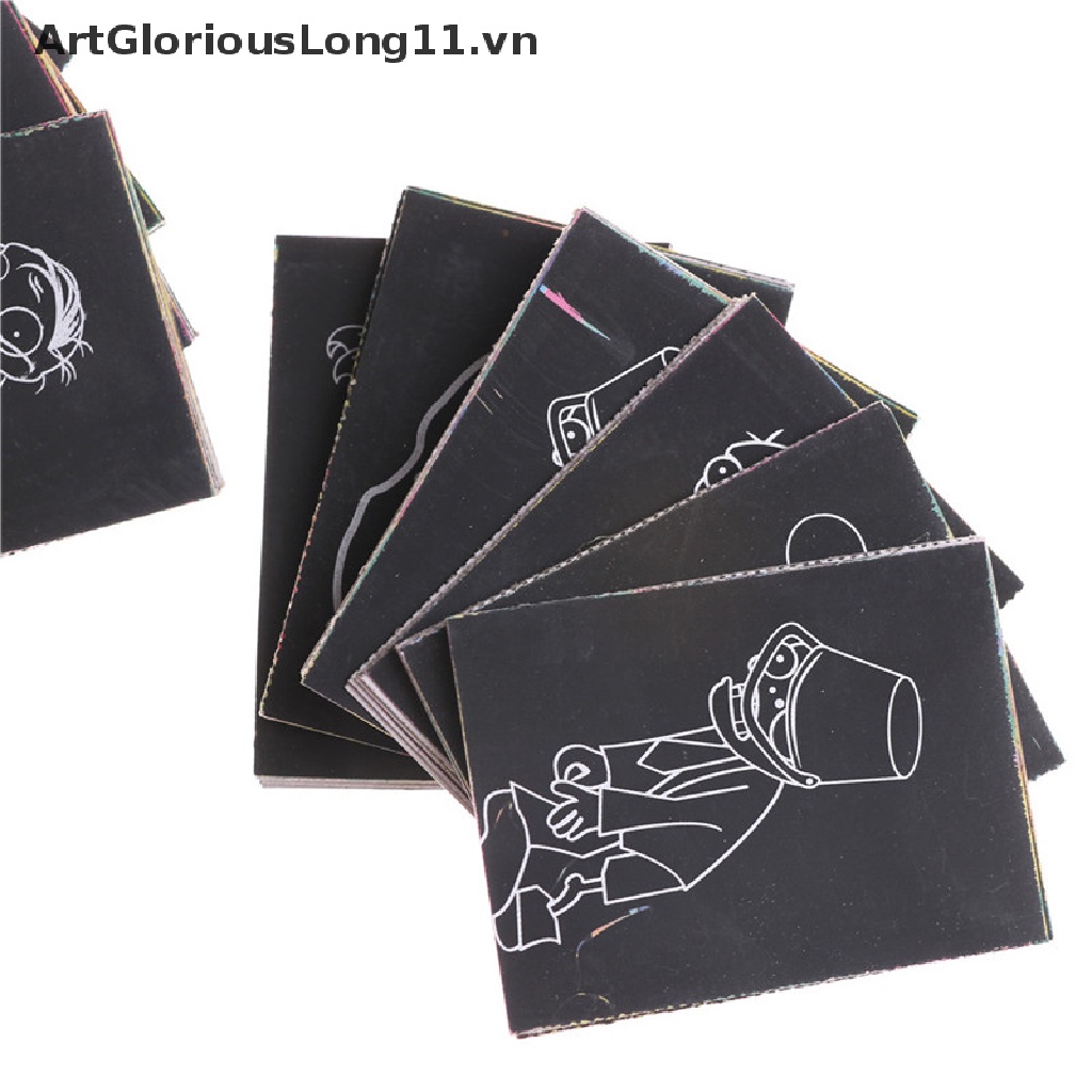 Gói 8 tờ giấy vẽ tranh phong cách nghệ thuật nhiều màu sắc kèm que vẽ dành cho trẻ em