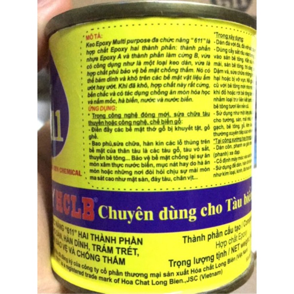 Keo cấy sắt ,keo dán đa năng  epoxy AB 611 dùng cho tàu biển, công nghiệp,