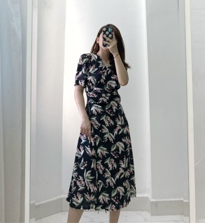 [Ảnh thật] Váy hoa dáng kimono (2 màu)