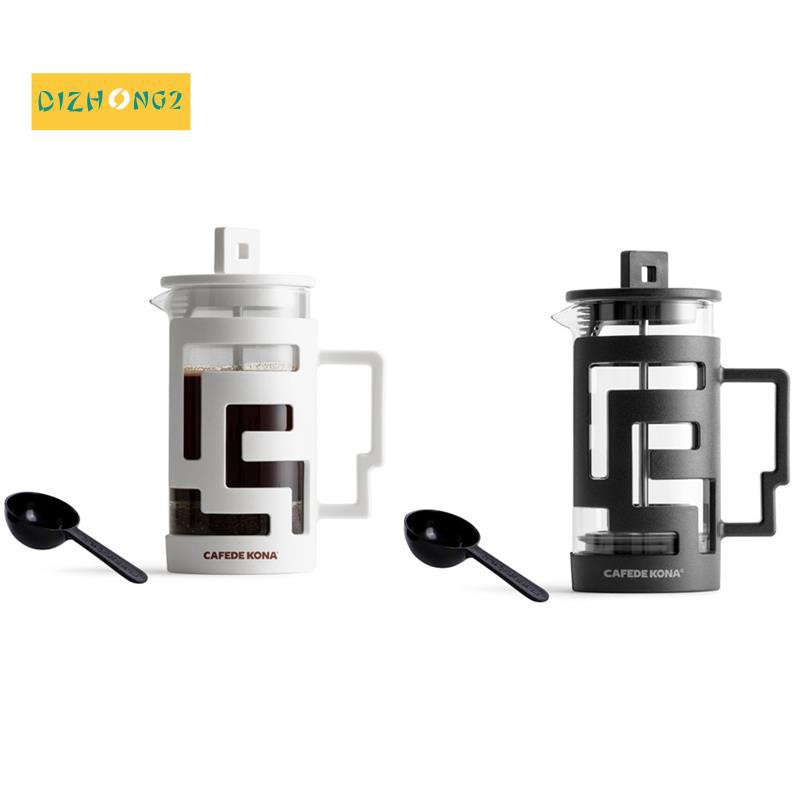 Cafede Kona 2Pcs Coffee Pot French Press Coffee Maker Percolators Coffee Maker Coffee Pot- White & Black