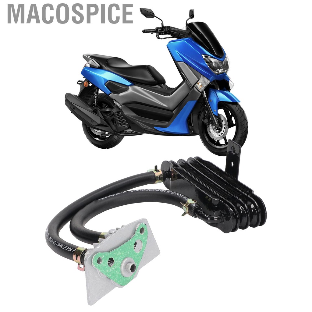Macospice Motorcycle Oil Cooler Metal Engine Transmission Quickly Cooling for 50‑150cc Curved Beam