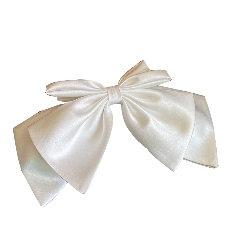 Kẹp Tóc Hình Nơ Bằng Satin Màu Trắng Thời Trang Hàn Quốc Cho Cô Dâu