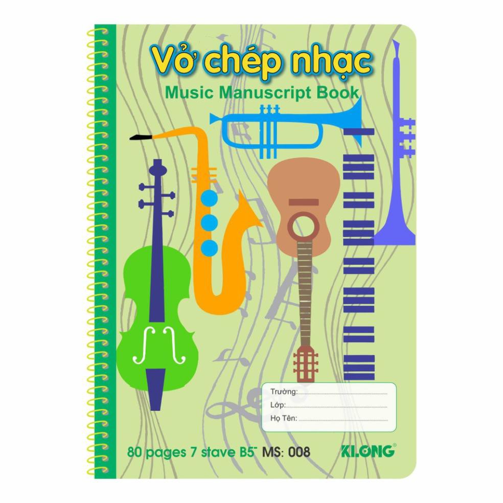 Vở chép nhạc lò xo Klong - 80 trang; Ms 008