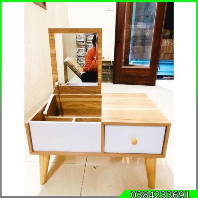 Bàn trang điểm mini ngồi bệt có gương gấp gọn chất liệu gỗ MDF chắc chắn