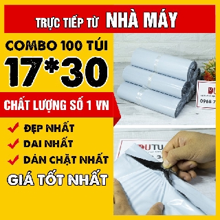 [SIÊU RẺ] 100 Túi Đóng Hàng Chống Bóc Siêu Dai, Tiết Kiệm, Tiện Lợi Màu Trắng Size 17x30
