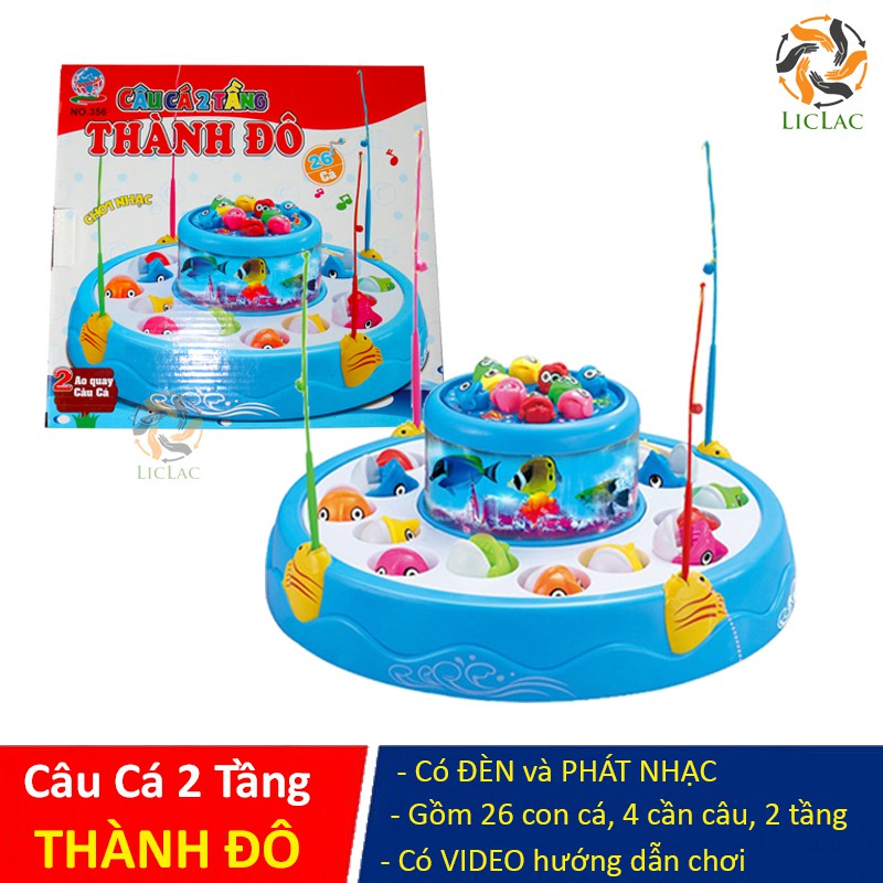 Bộ đồ chơi Câu Cá 2 Tầng THÀNH ĐÔ có Đèn và Phát Nhạc, Đồ chơi câu cá cho bé Hút Nam Châm - LICLAC