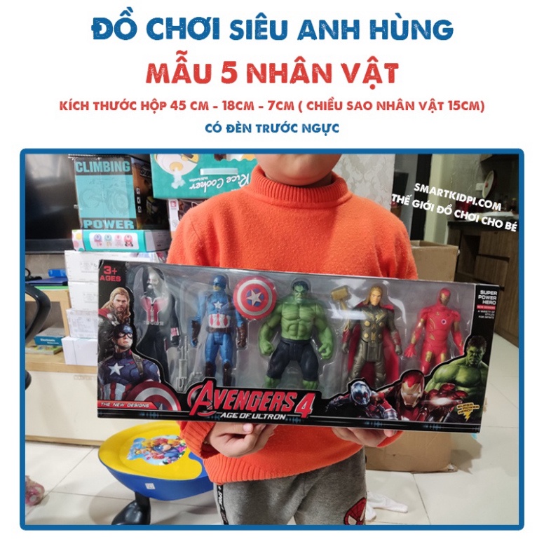 [ẢNH THẬT] Bộ Siêu Anh Hùng Avenger 2 Có Đèn Phát Sáng Đỏ Nhựa An Toàn Cao Cấp