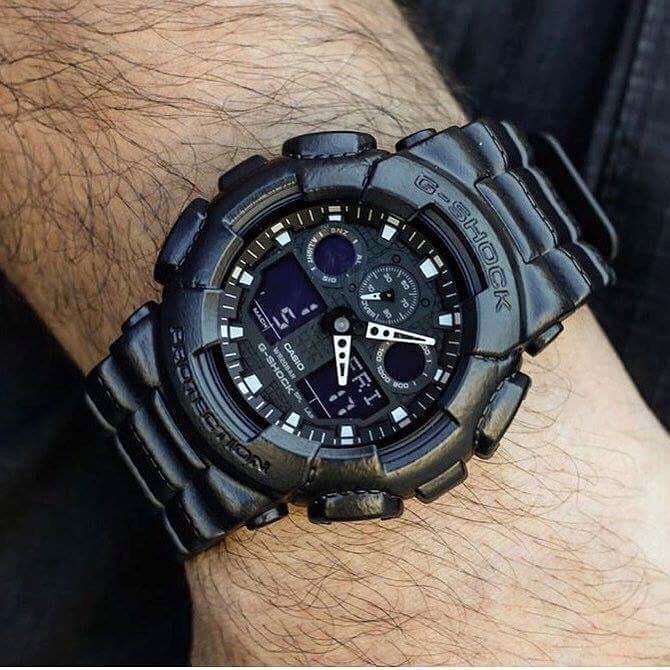 Đồng hồ Nam G-Shock Casio dây nhựa kim-điện tử GA-100BT-1ADR - Chính hãng Casio Anh Khuê