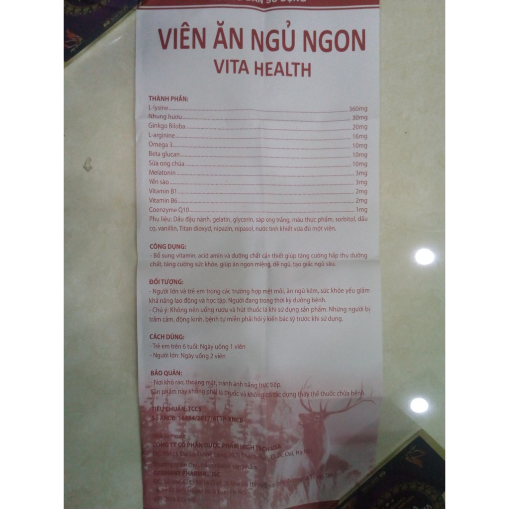 Viên ăn ngủ ngon vita health - Bồi bổ cơ thể