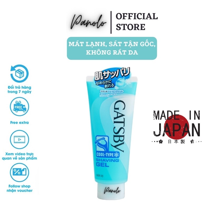 Gel cạo lông vùng kín, Cạo lông cơ thể Gatsby Shaving Gel Cool Type 205g, Mát Lạnh, Sạch Tận Chân Lông, Không Gây Rát Da