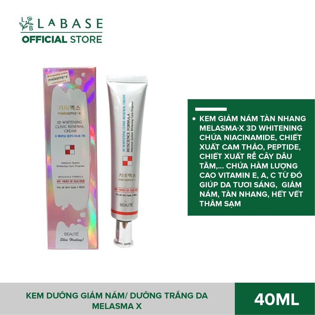 Kem Hỗ Trợ Giảm Nám Tàn nhang Melasma-X 3D Whitening Clinic Cream