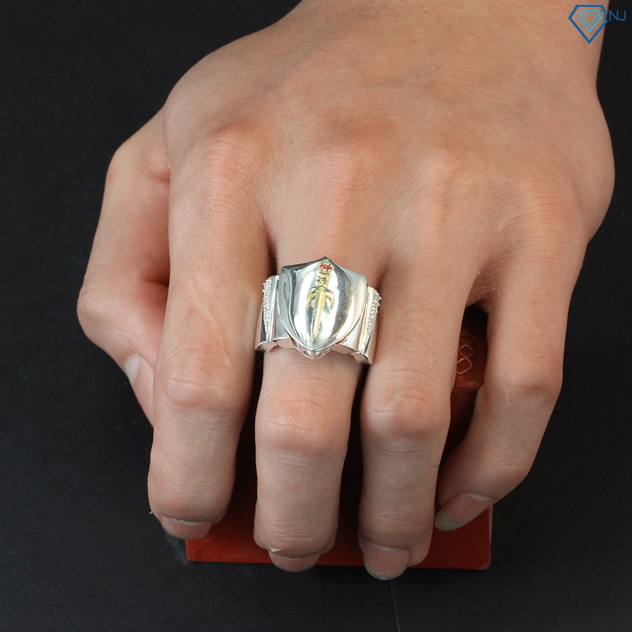 Nhẫn bạc nam 925 mặt khiên kiếm cá tính NNA0197 Trang Sức TNJ