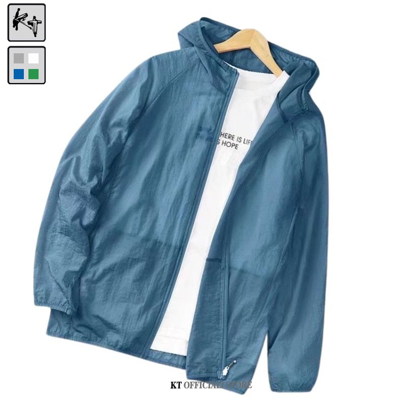 Áo khoác KT KT-F01 lụa lạnh mỏng thoáng khí dáng rộng che nắng size S-4XL thể thao thời trang unisex