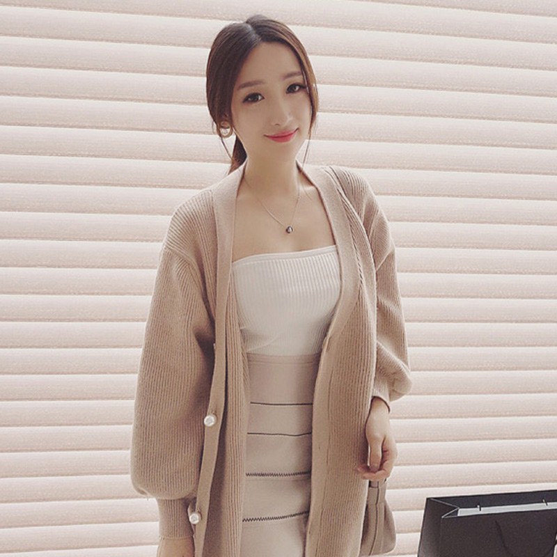 Áo sweater dạng bó ngực 1 màu cho nữ